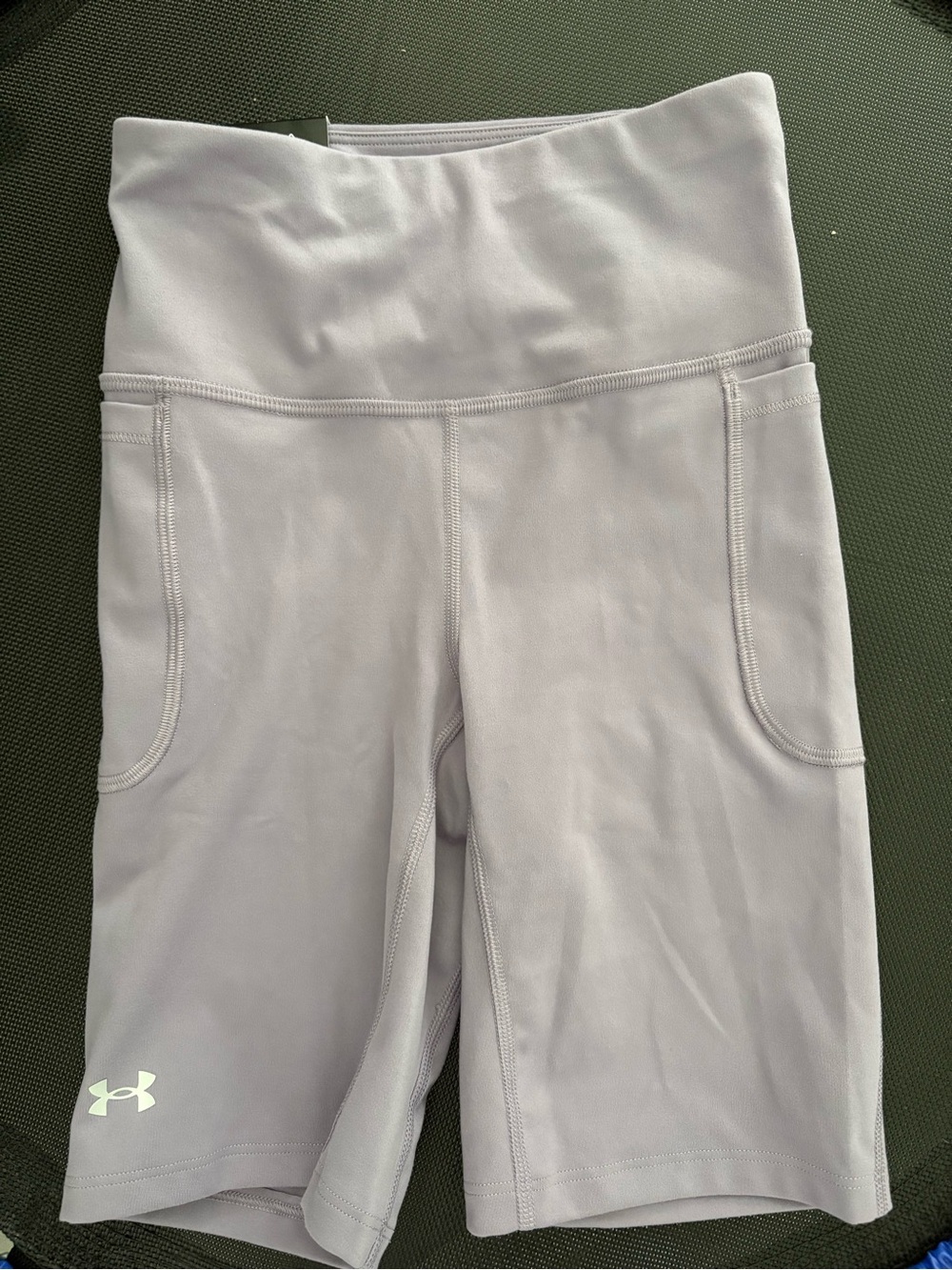 Under Armour Girls' Light Purple High-Waist Bike Shorts with Side Pockets